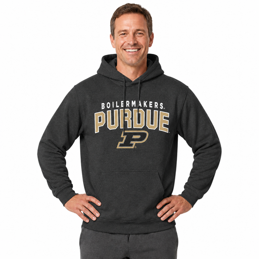 Purdue Boilermakers Hoodie Heathered Fleece Sweatshirt - Black Heather