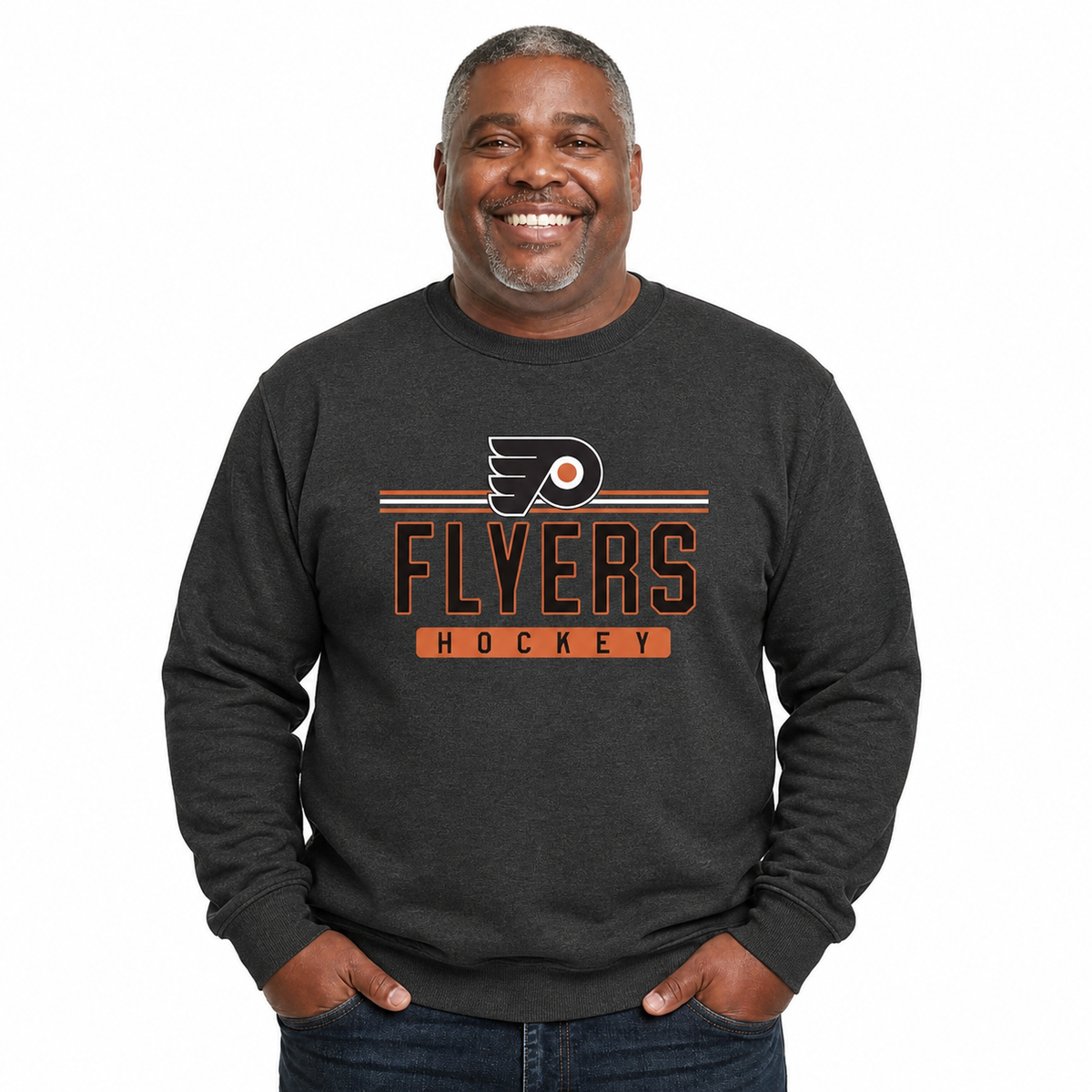Philadelphia Flyers NHL True Fan Fleece Crewneck Sweatshirt Men Women - Charcoal
