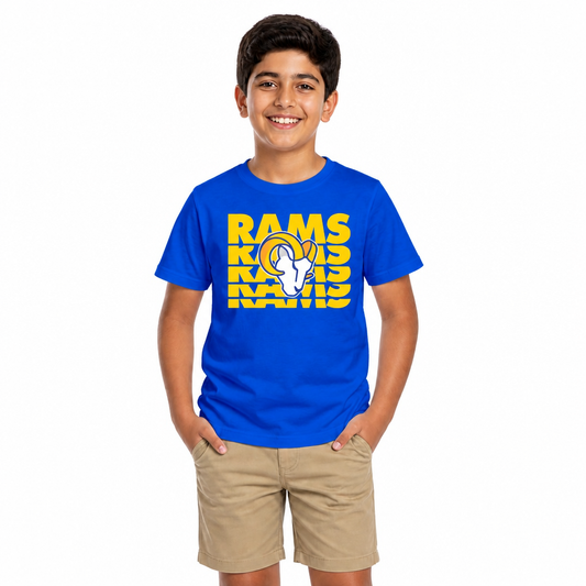 Los Angeles Rams NFL Youth Repeating Logo Football T-Shirt - Royal