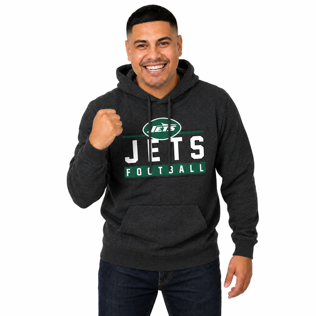 New York Jets NFL Adult True Fan Hooded Charcoal Sweatshirt - Charcoal