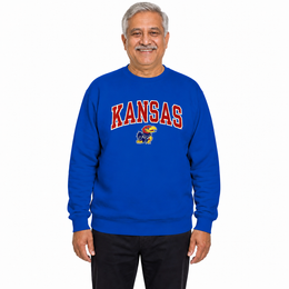 Kansas Jayhawks NCAA Tackle Twill Crewneck Sweatshirt Men Women - Royal