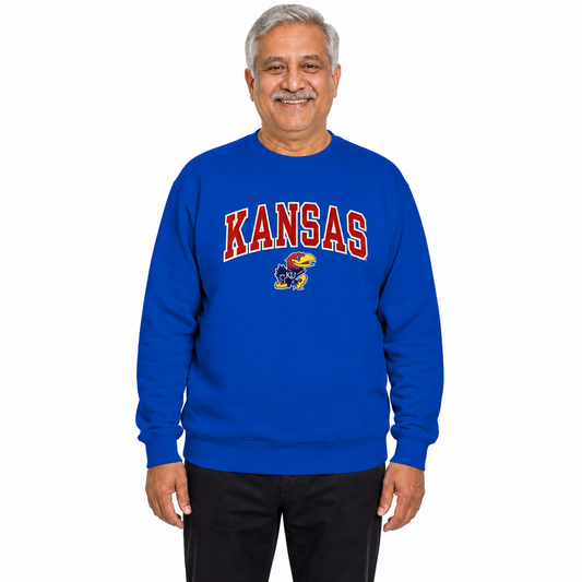 Kansas Jayhawks NCAA Tackle Twill Crewneck Sweatshirt Men Women - Royal