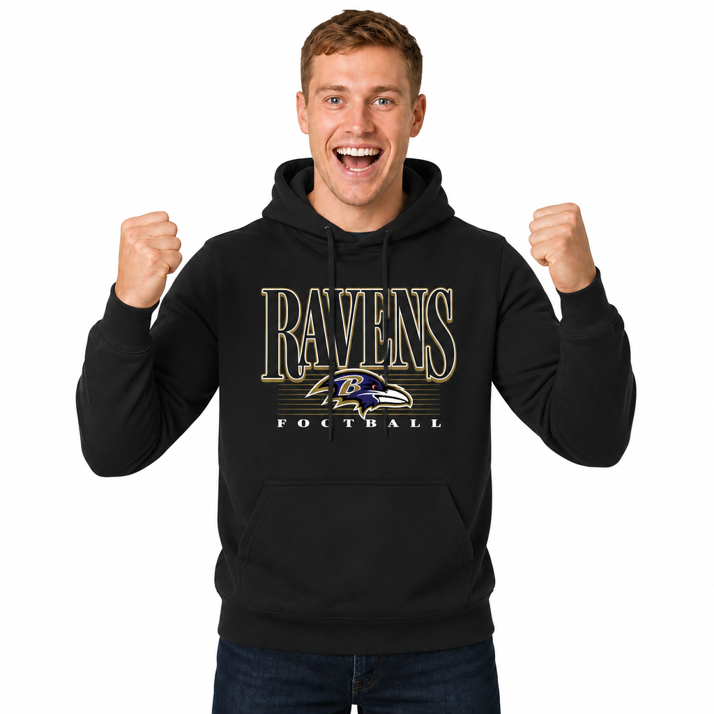 Baltimore Ravens NFL Overtime Blueprint Pullover Hoodie Men Women - Black
