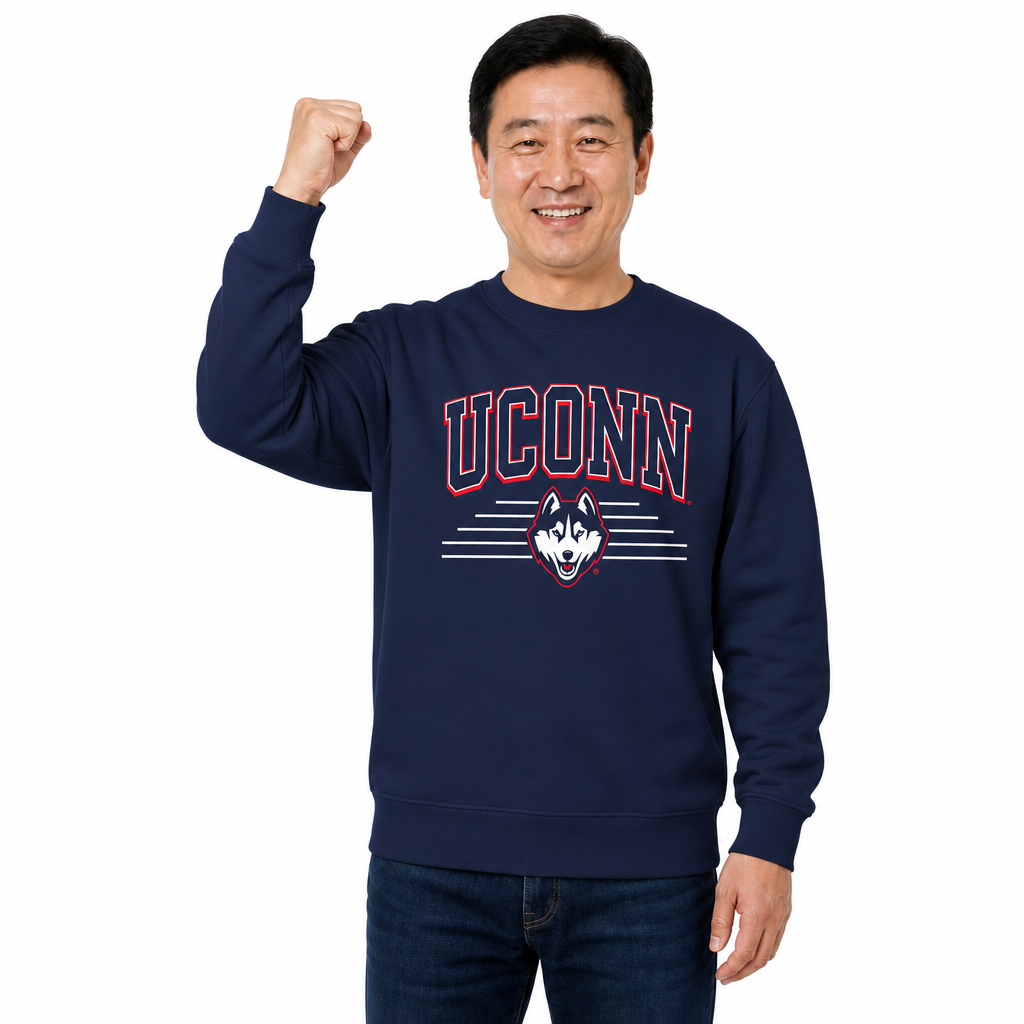 UCONN Huskies NCAA Overtime Classics Crewneck Sweatshirt Men Women - Navy