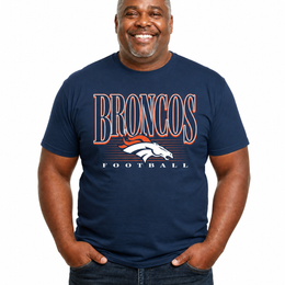 Denver Broncos NFL Adult Overtime Blueprint Tagless Tee Unisex - Navy
