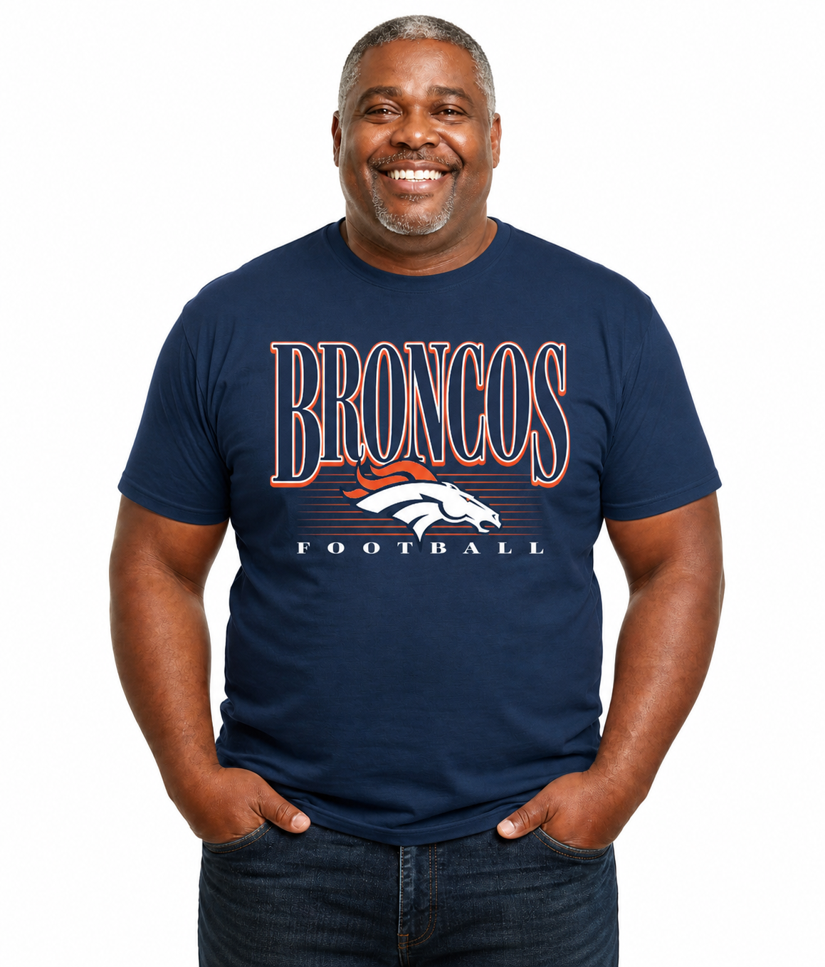 Denver Broncos NFL Adult Overtime Blueprint Tagless Tee Unisex - Navy