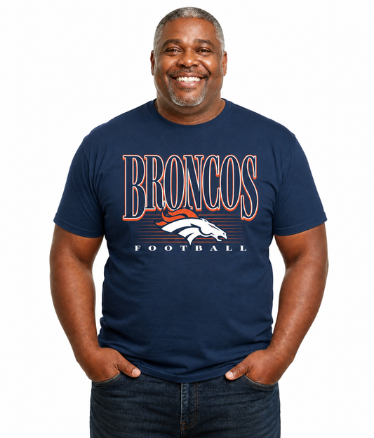 Denver Broncos NFL Adult Overtime Blueprint Tagless Tee Unisex - Navy