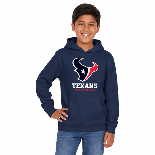 Houston Texans NFL Youth Large Logo Fleece Hoodie Boys Girls - Navy