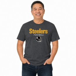 Pittsburgh Steelers NFL Adult Football Helmet Tagless T-Shirt - Charcoal
