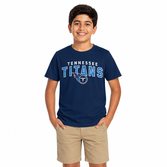 Tennessee Titans NFL Youth Starting Fresh Tee- Pro Football Tag-Less T-Shirt For Boys & Girls - Navy