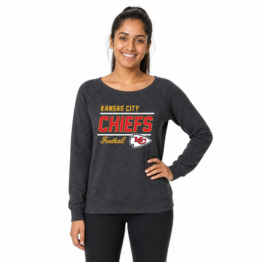 Kansas City Chiefs Women's Gameday Crewneck Sweatshirt Long Sleeve - Charcoal