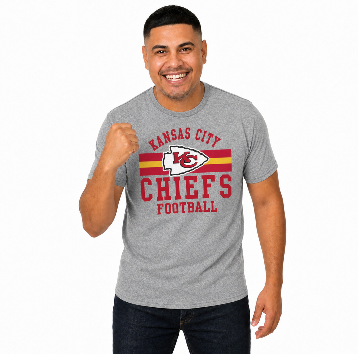 Kansas City Chiefs NFL Adult Short Sleeve Team Stripe Tee - Sport Gray
