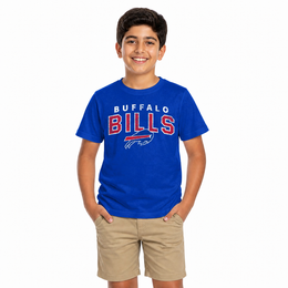 Buffalo Bills NFL Youth Starting Fresh Tee- Pro Football Tag-Less T-Shirt For Boys & Girls - Royal