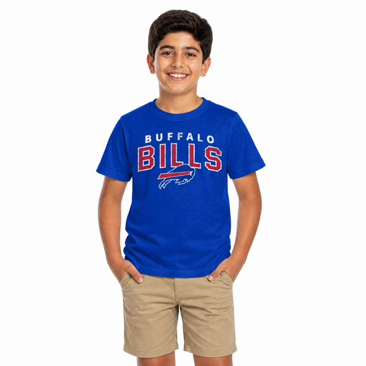 Buffalo Bills NFL Youth Starting Fresh Tee- Pro Football Tag-Less T-Shirt For Boys & Girls - Royal