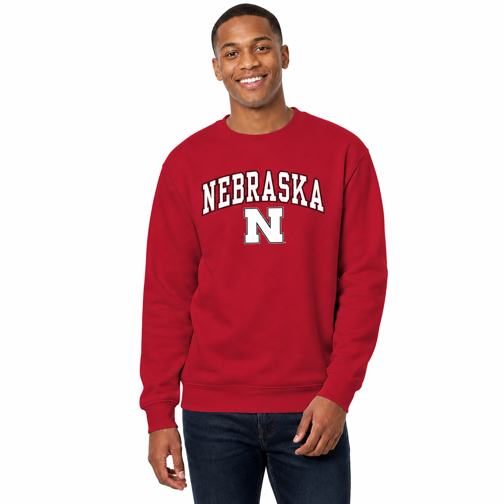 Nebraska Cornhuskers Adult Arch & Logo Soft Style Gameday Crewneck Sweatshirt - Red