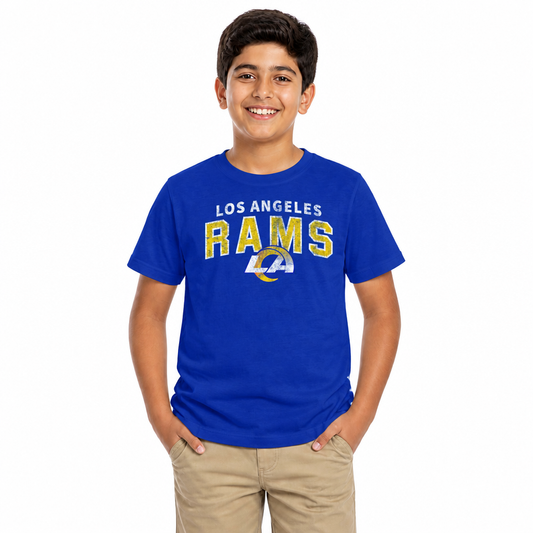 Los Angeles Rams NFL Youth Starting Fresh Tee- Pro Football Tag-Less T-Shirt For Boys & Girls - Royal