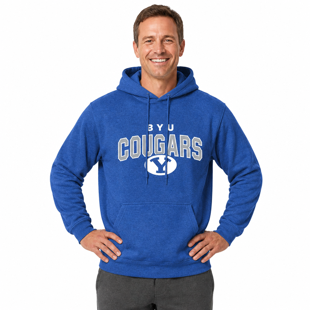 BYU Cougars Hoodie Heathered Fleece Sweatshirt - Royal Heather