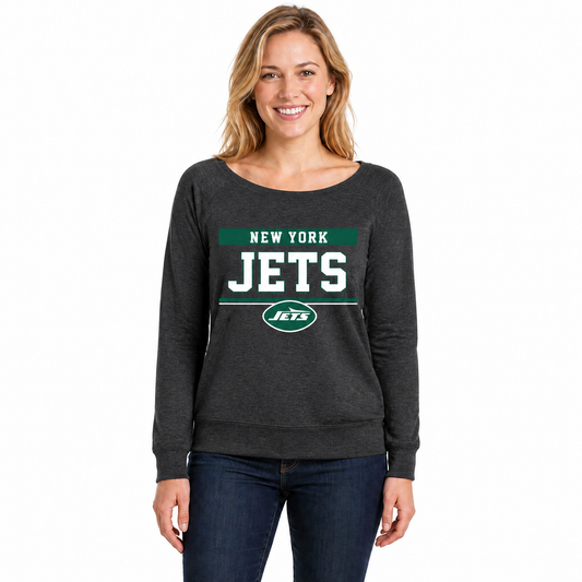New York Jets  NFL Women's French Terry Crewneck Sweatshirt - Charcoal
