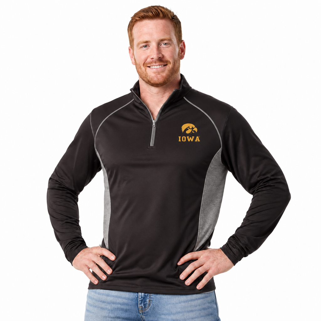 Iowa Hawkeyes  Campus Classic 1/4 Zip Windshirt Men's Pullover - Black