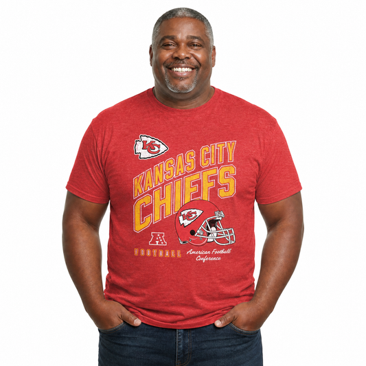 Kansas City Chiefs NFL Distressed Helmet T-Shirt - Red Heather