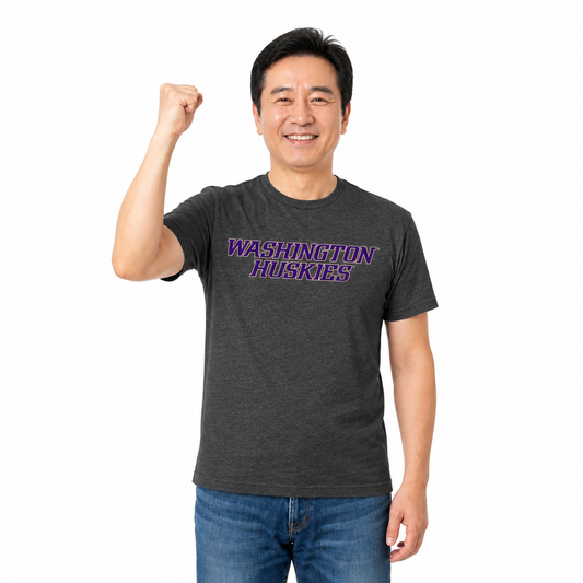 Washington Huskies NCAA Cotton Blend Charcoal T-Shirt Men Women - Charcoal