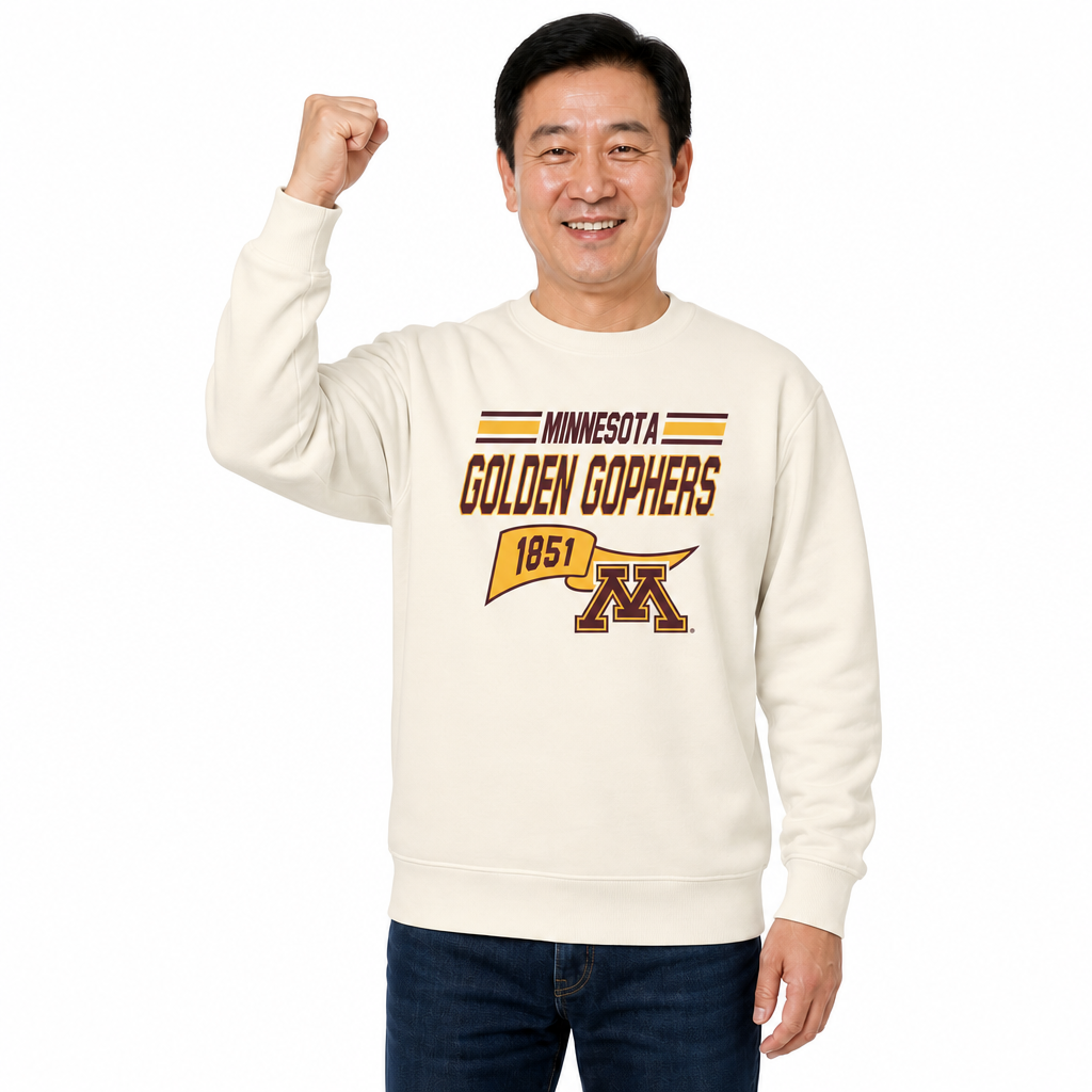 Minnesota Golden Gophers Varsity Pennant Crewneck Sweatshirt Fleece - Off White