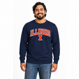 Illinois Fighting Illini  NCAA Tackle Twill Crewneck Sweatshirt Men Women - Navy