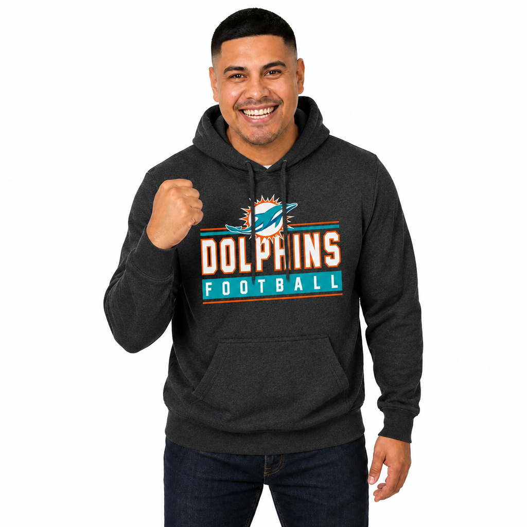 Miami Dolphins NFL Adult True Fan Hooded Charcoal Sweatshirt - Charcoal