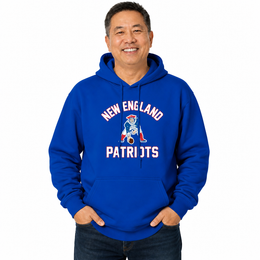 New England Patriots NFL Adult Unisex Retro Gameday Ultra Soft Fleece Hooded Sweatshirt - Royal