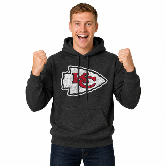Kansas City Chiefs Modern Throwback Fleece Hoodie - Black Heather