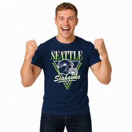 Seattle Seahawks  NFL Officially Licensed Retro Triangle T-Shirt Unisex - Navy