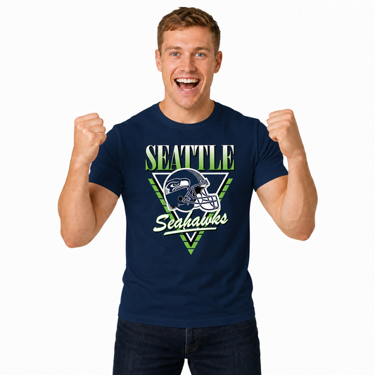 Seattle Seahawks NFL Retro Triangle T-Shirt - Navy