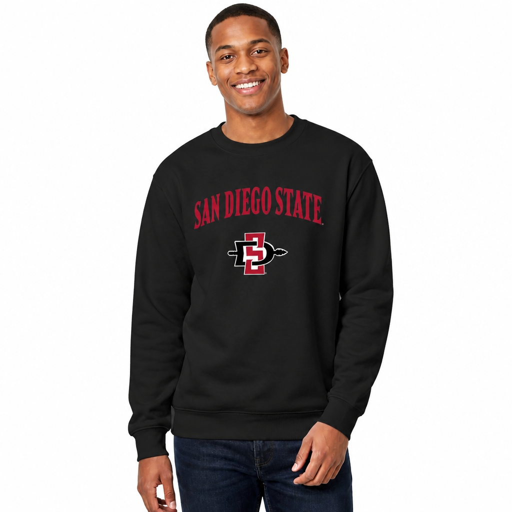 San Diego State Aztecs Adult Arch & Logo Soft Style Gameday Crewneck Sweatshirt - Black