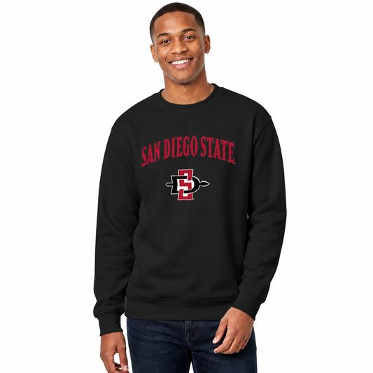 San Diego State Aztecs Adult Arch & Logo Soft Style Gameday Crewneck Sweatshirt - Black