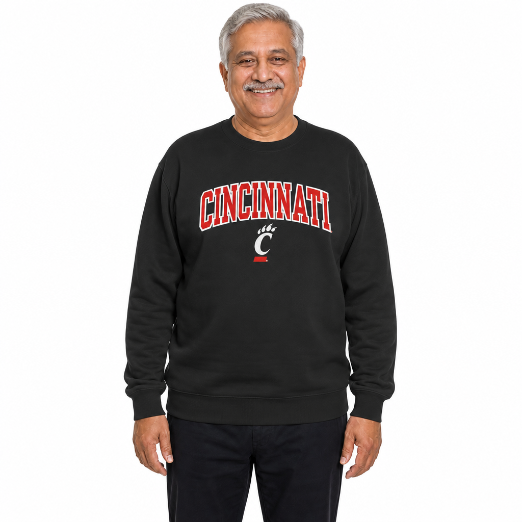 Cincinnati Bearcats NCAA Tackle Twill Crewneck Sweatshirt Men Women - Black