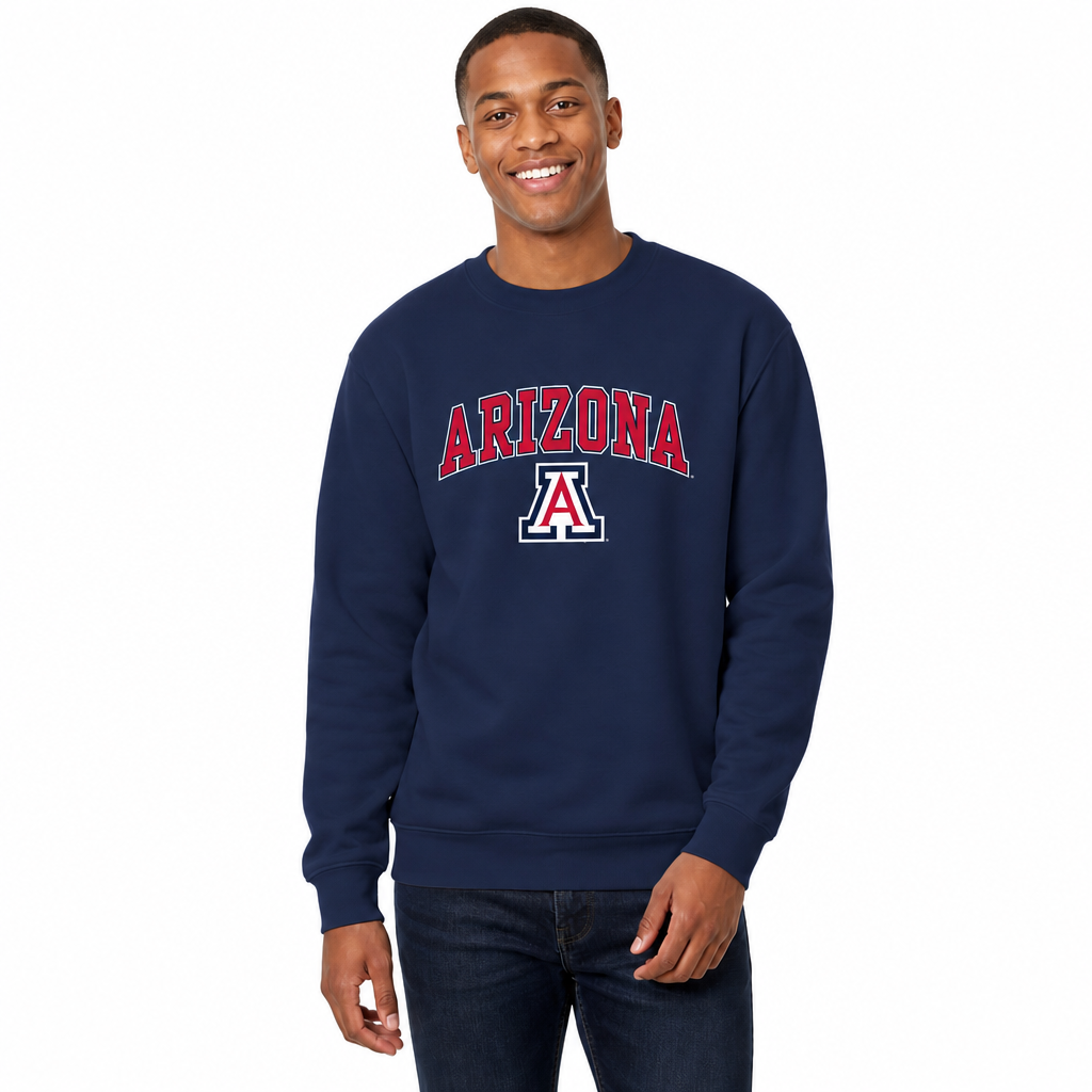 Arizona Wildcats Adult Arch & Logo Soft Style Gameday Crewneck Sweatshirt - Navy