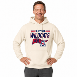 Arizona Wildcats NCAA Varsity Club Pennant Hoodie Fleece Men Women - Off White
