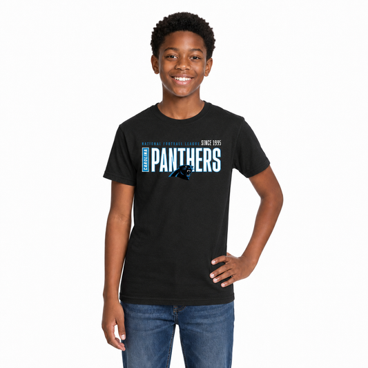 Carolina Panthers NFL Youth Modern Endzone T-Shirt Unisex Boys Girls - Black