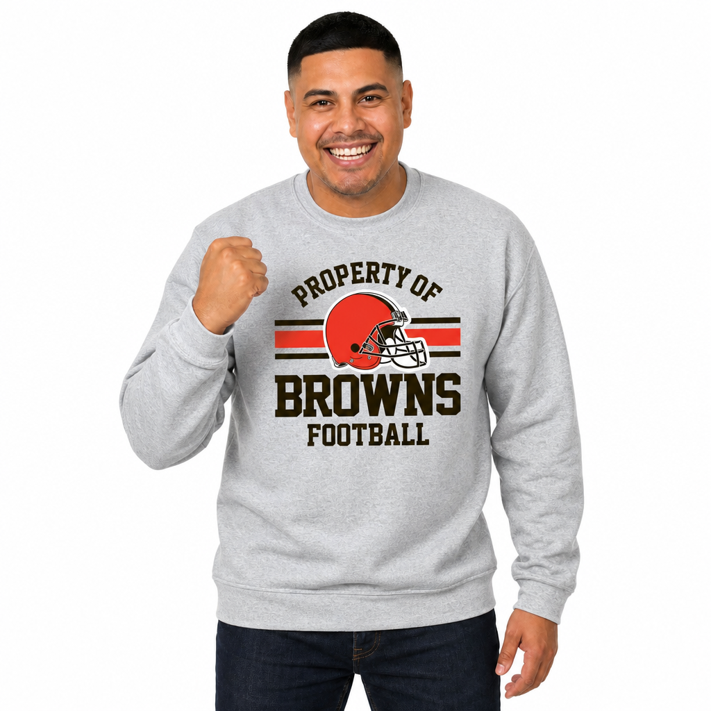 Cleveland Browns NFL Property Of Crewneck Sweatshirt - Sport Gray