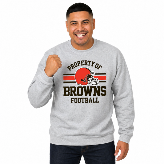 Cleveland Browns NFL Property Of Crewneck Sweatshirt - Sport Gray