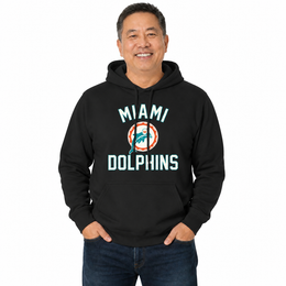 Miami Dolphins NFL Adult Unisex Retro Gameday Ultra Soft Fleece Hooded Sweatshirt - Black