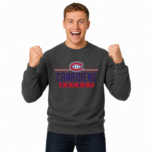 Montreal Canadiens NHL True Fan Fleece Crewneck Sweatshirt Men Women - Charcoal