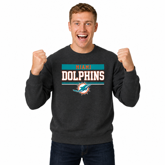 Miami Dolphins NFL Team Block Crewneck Sweatshirt - Charcoal