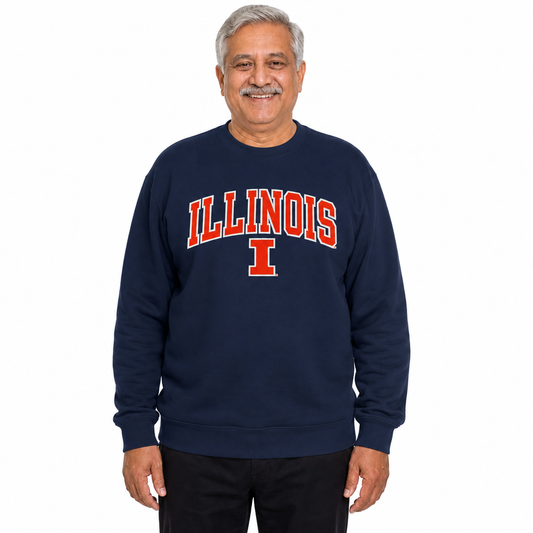 Illinois Fighting Illini NCAA Tackle Twill Crewneck Sweatshirt Men Women - Navy