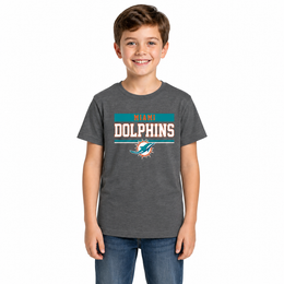 Miami Dolphins NFL Youth Short Sleeve Charcoal T Shirt - Charcoal