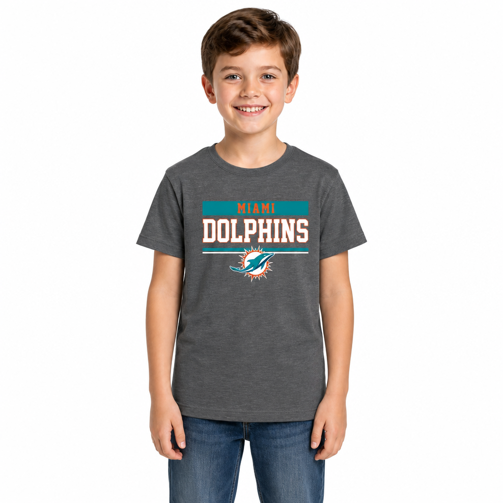 Miami Dolphins NFL Youth Short Sleeve Charcoal T Shirt - Charcoal