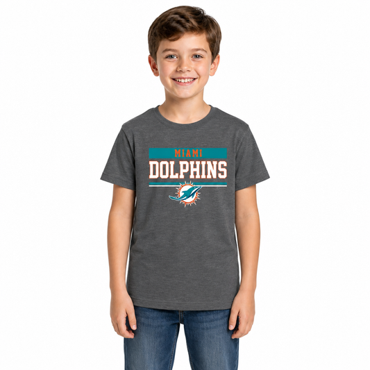Miami Dolphins NFL Youth Short Sleeve Charcoal T Shirt - Charcoal