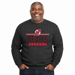 New Jersey Devils NHL True Fan Fleece Crewneck Sweatshirt Men Women - Charcoal