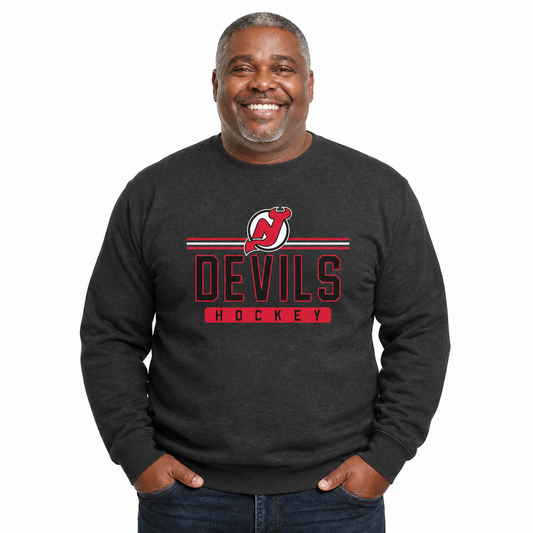 New Jersey Devils NHL True Fan Fleece Crewneck Sweatshirt Men Women - Charcoal