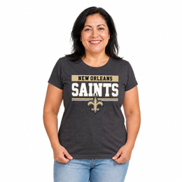 New Orleans Saints  Women's NFL Charcoal T-Shirt Short Sleeve - Charcoal